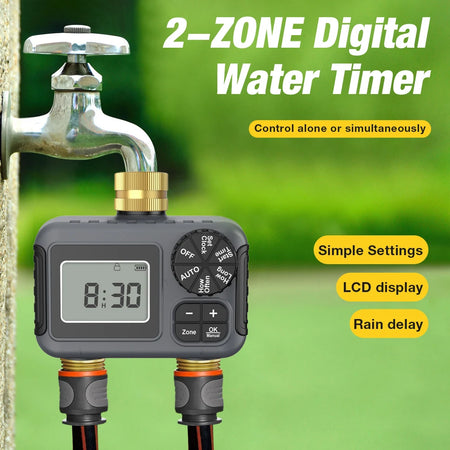 2 Zone Digital Water Timer 3/4 Inch Thread &ndash; Easy Use