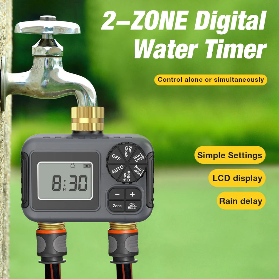 2 Zone Digital Water Timer 3/4 Inch Thread &ndash; Easy Use