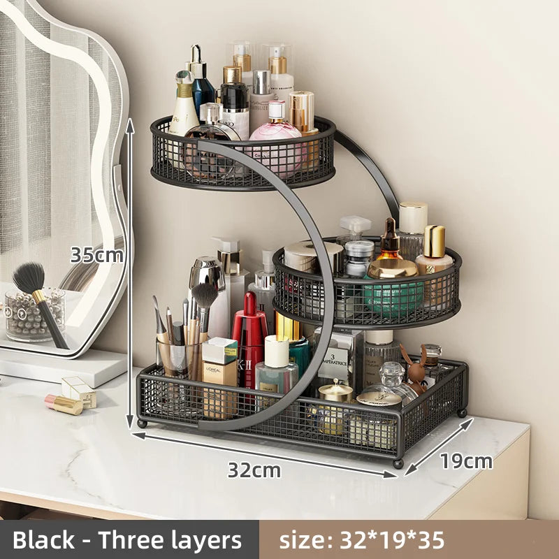 Multi Layer Shelf Cosmetics Rack &ndash; No Install Large Black-three layers