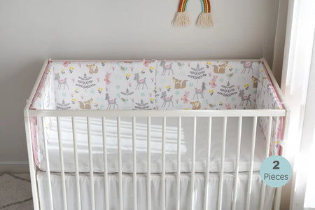 Baby Crib Bumpers Anti Collision Protector - Pink Fox Design for Girls