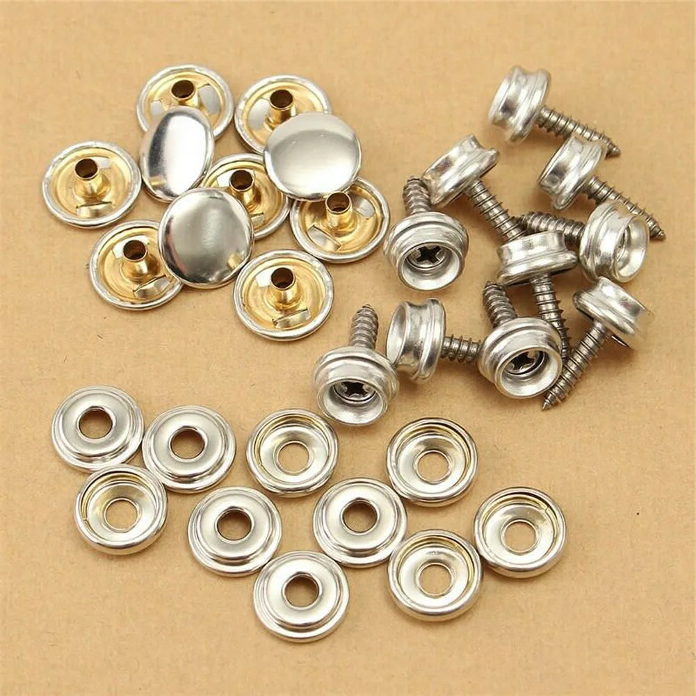 30pcs/Set Snap Fastener Stainless Canvas Capos Screw Tent Marine Boat Canvas Cover Tools Sockets Buttons Car Canopy Accessories