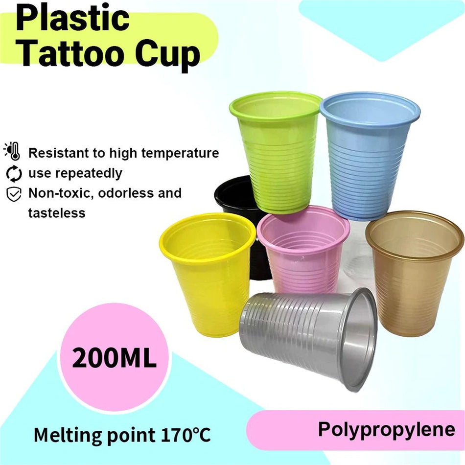 Πολύχρωπα 6.76 Oz Μιας Χρήσης Ποτήρια Για Εργασία Τατουάζ 50 Τεμάχια