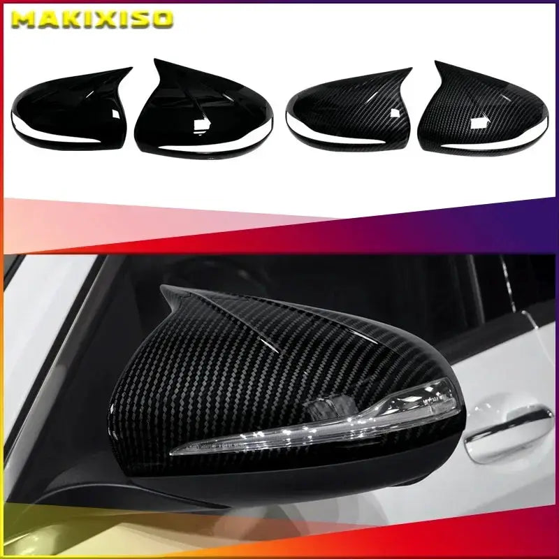 Side Mirror Cover Caps Carbon Black Trim for Mercedes-Benz W205 W222 W213 X253 W238 by InterCyprus Trading Ltd