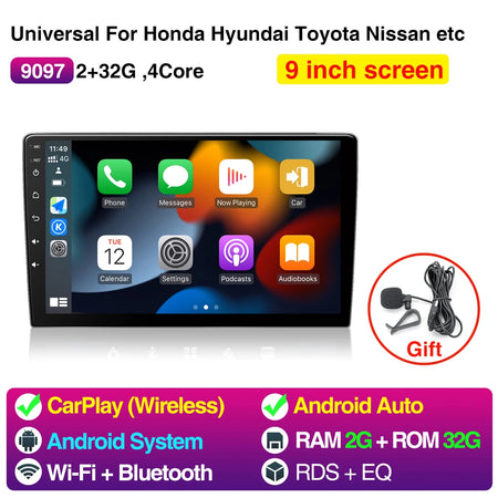AKAMATE 9Inch Android Car Radio 2 Din &ndash; WiFi Bluetooth GPS 2 32G