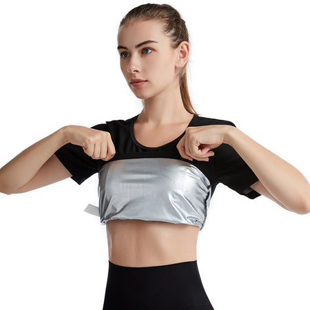 Womens Sauna Sweat Weight Loss Top - Moisture Wicking Silver coating / M