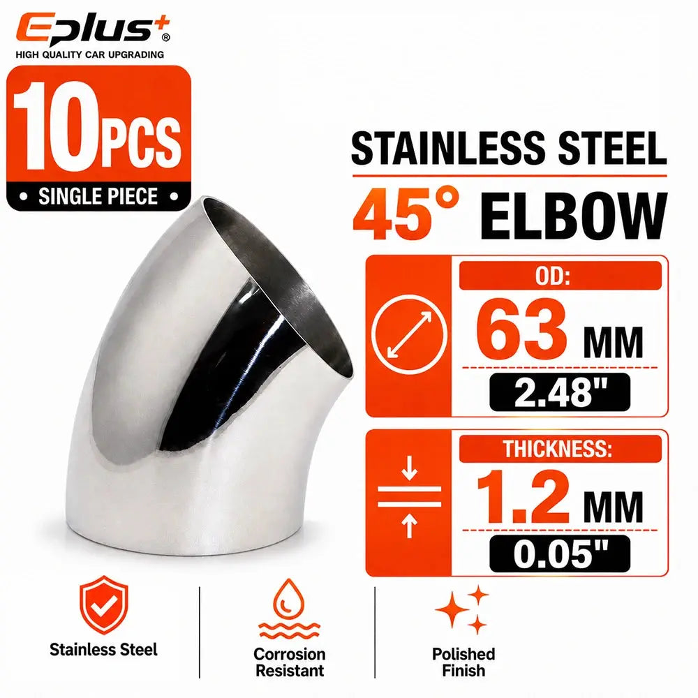 10PCS Universal Stainless Steel 45 Degree Elbow Pipe Polished Weld‑On Pipe Fitting Bend Tube for Car Exhaust Muffler Replacement by InterCyprus Trading Ltd