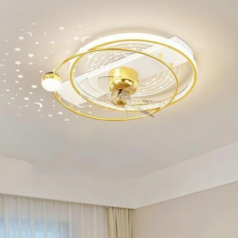 Modern Ceiling Lamp with LED Light and Remote-Controlled Ceiling Fan for Living Room