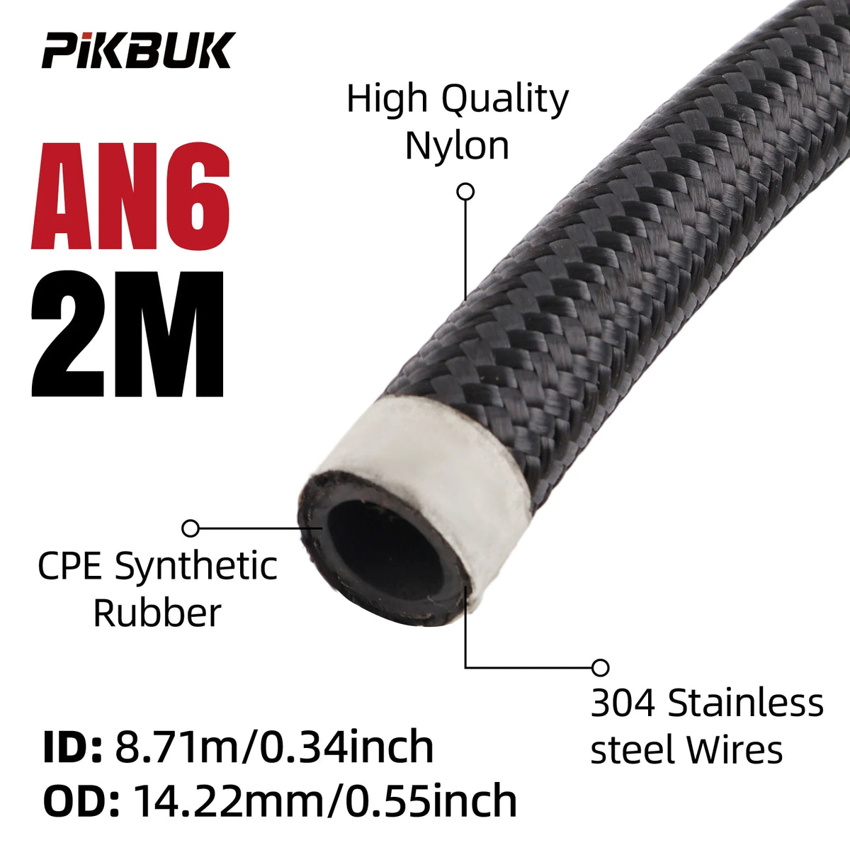 Stainless Braided Fuel Hose With AN4 AN6 AN8 Fittings For 1M To 6M by InterCyprus Trading Ltd