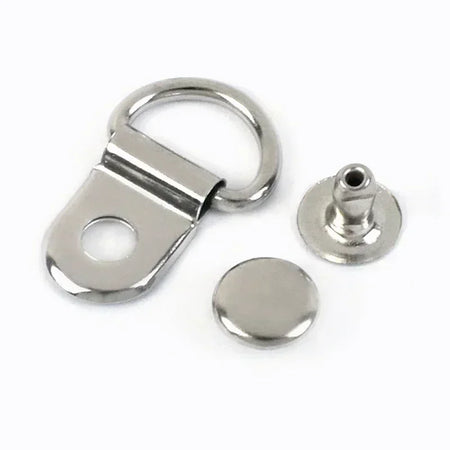 10/20/50Sets 9*14mm Metal D Ring Buckle Hiking Climbing Boots Connector Clasp Bag Strap Shoes Carabiner Installation Nails Craft 10Sets / Silver