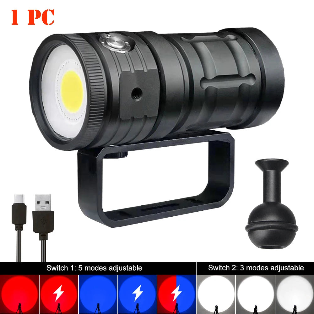 VASTFIRE Professional LED Diving Flashlight &ndash; 18000 Lumens Waterproof Illumination 1 PCS With Battery