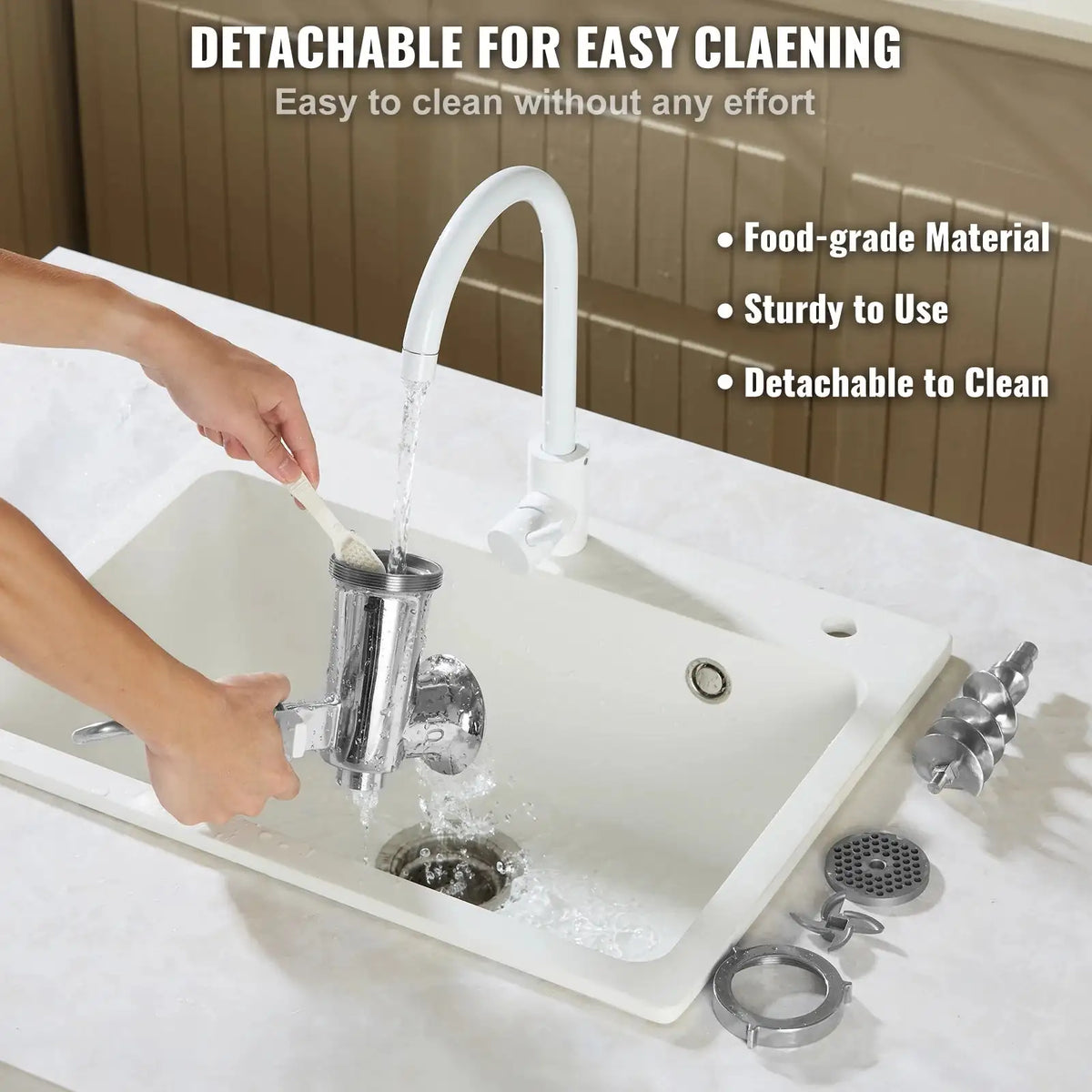 304 Stainless Steel Manual Meat Grinder With Clamp