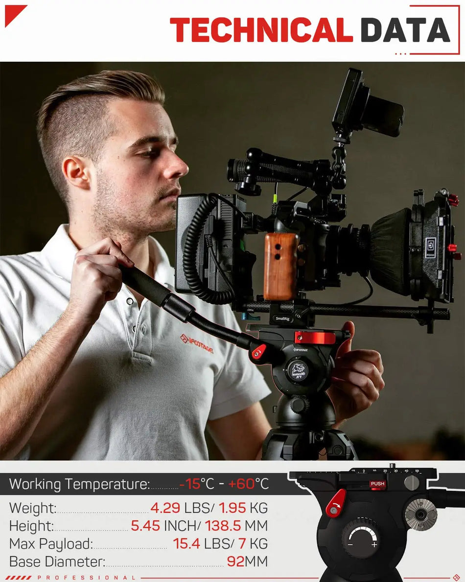 IFOOTAGE Komodo K7 Fluid Head &ndash; Smooth Fluid Drag Pan Head