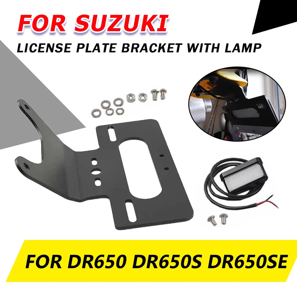 License Plate Bracket Holder With Lamp for Suzuki DR650S/DR650SE 1996-2024, Aluminum Alloy