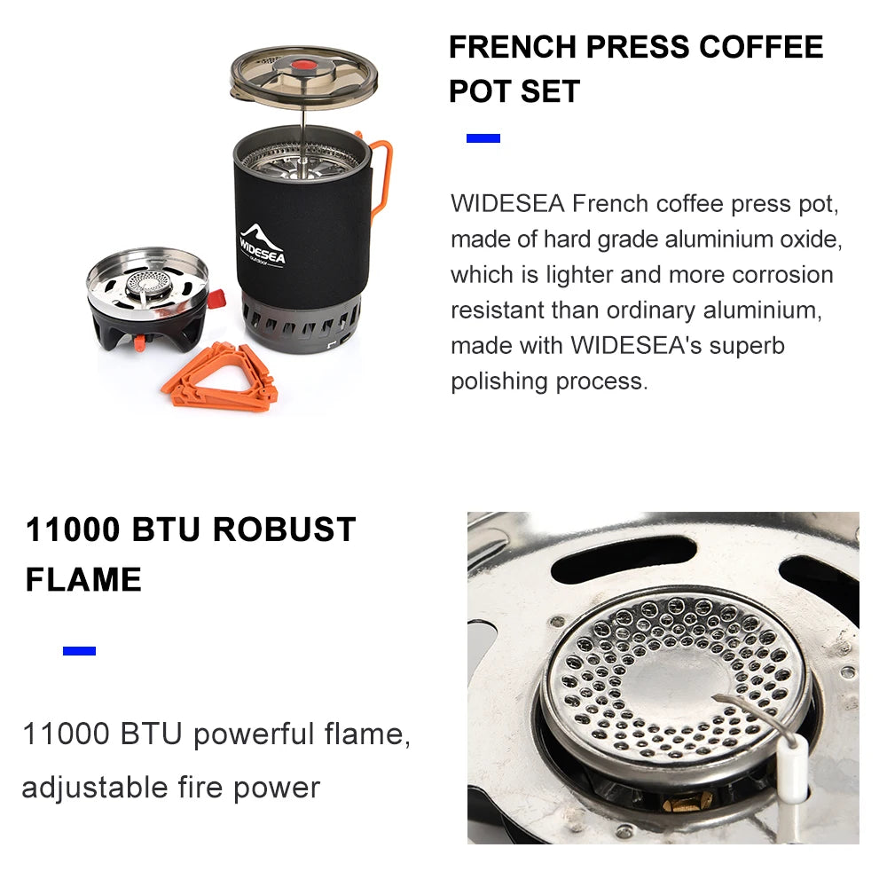 Widesea Outdoor Cooking System with Coffee Pot and Gas Stove