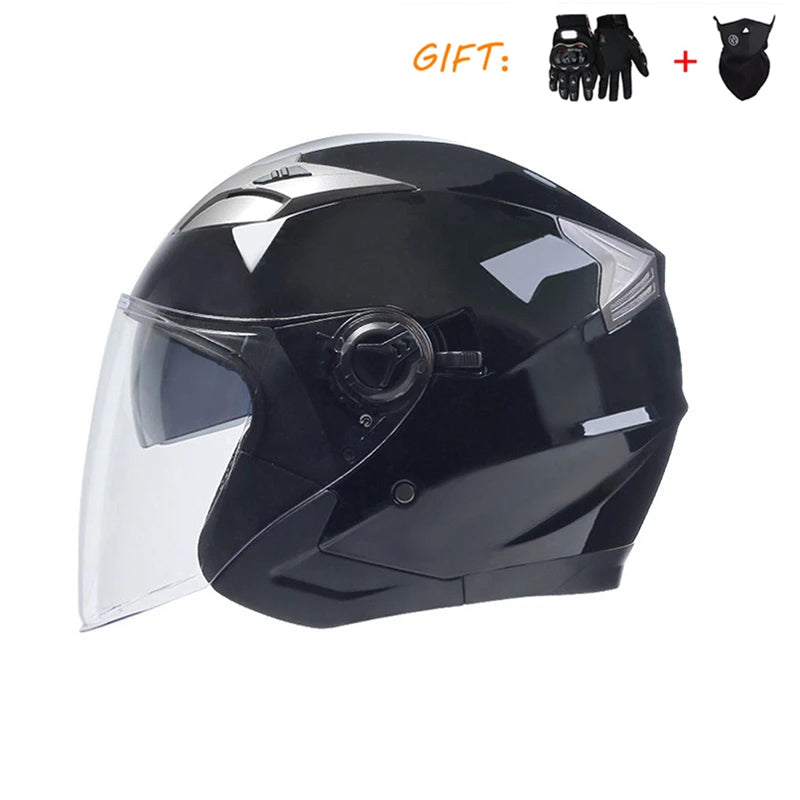 BLDC 3/4 Open Face Motorcycle Helmet with Dual Visor for Men and Women