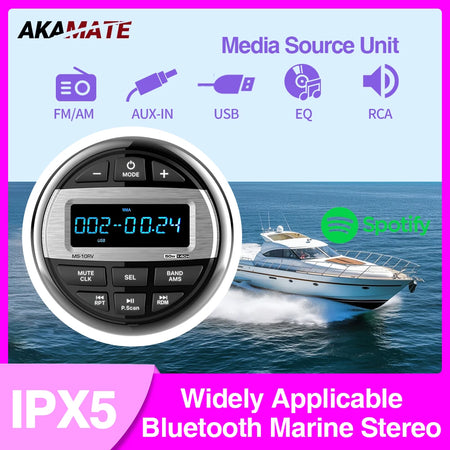 AKAMATE MS-10RV &ndash; Waterproof Bluetooth Marine Stereo Default Title