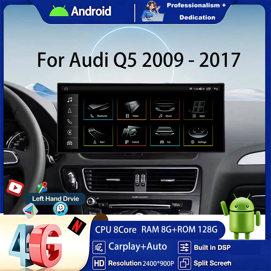 Android 16 GPS Navigație pentru Audi Q5 2009-2017 Radio Auto 4G