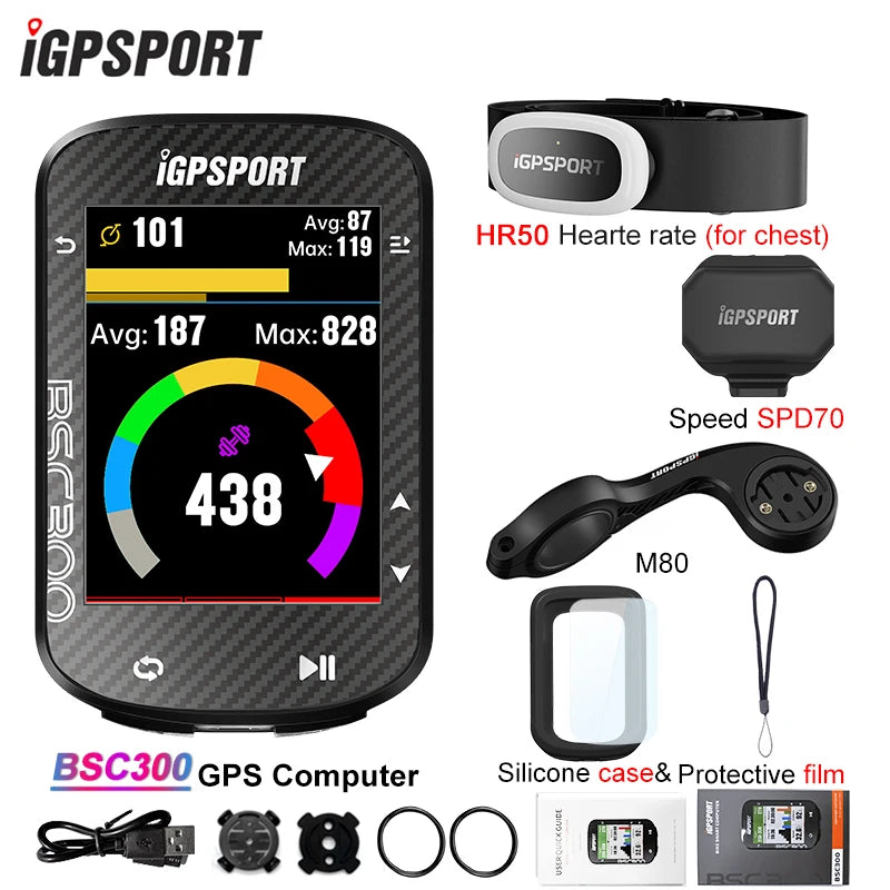 iGPSPORT BSC300 &ndash; GPS Navigation with Offline Maps BSC300 HR50 SPD70
