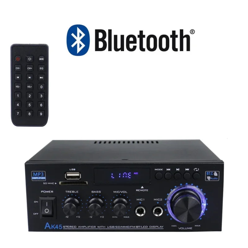 LEEDOAR AK45 80W Digital Hi-Fi Audio Amplifier with Bluetooth, FM, USB &amp; Mic Input