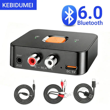KEBIDUMEI Bluetooth 6.0 Receiver 3.5mm AUX Jack RCA Wireless Adapter With Mic For Car Kit Audio Transmitter Amplifier Speaker by InterCyprus Trading Ltd
