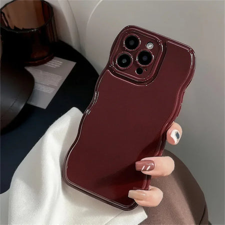 Korean Air Cushion Wave Gorgeous Wine Red iPhone Case - Shockproof &amp; Soft Cover for iPhone 11-16 Wine Red / For iPhone  12promax