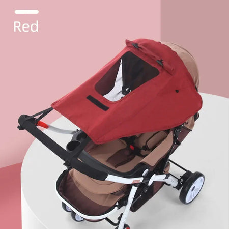 Universal Baby Stroller Sun Shade &ndash; Ultimate UV Protection for Infants Red with viewing