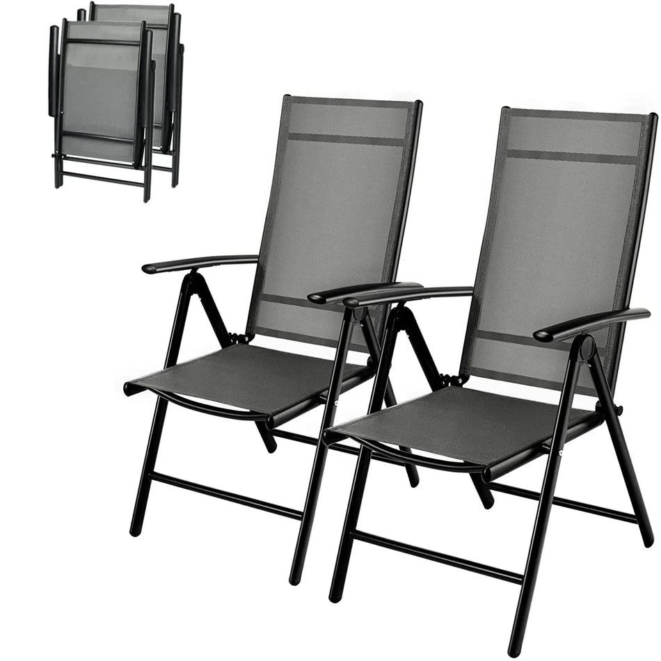 2 szt. regulowane składane patio z wysokim oparciem aluminiowe 120 kg