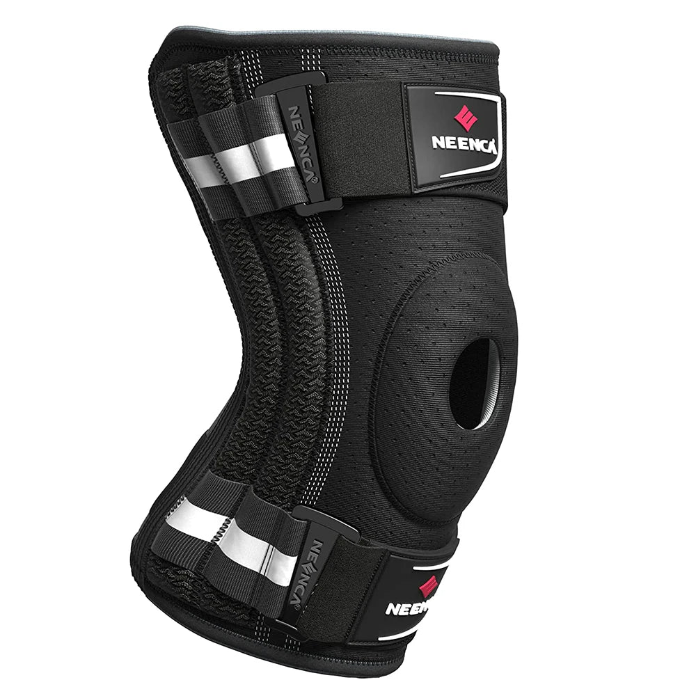 NEENCA Knee Brace for Knee Pain Knee Support with Side Stabilizers Men&amp;Women Arthritis Meniscus Tear ACL PCL Runner Sports Black / XXXL