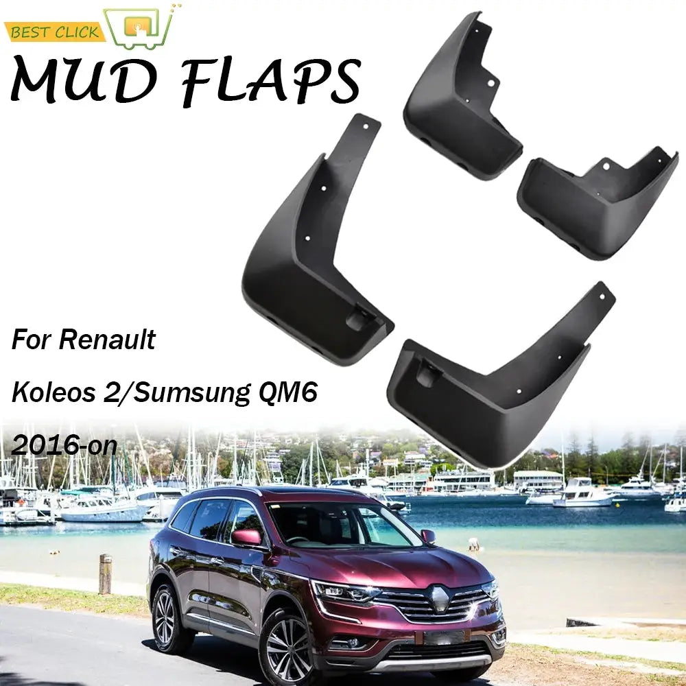 Set Molded Mud Flaps For Renualt Koleos II 2016-on Mudflaps Splash Guards Mud Flap Mudguards Fender Front Rear Sumsung QM6 by InterCyprus Trading Ltd