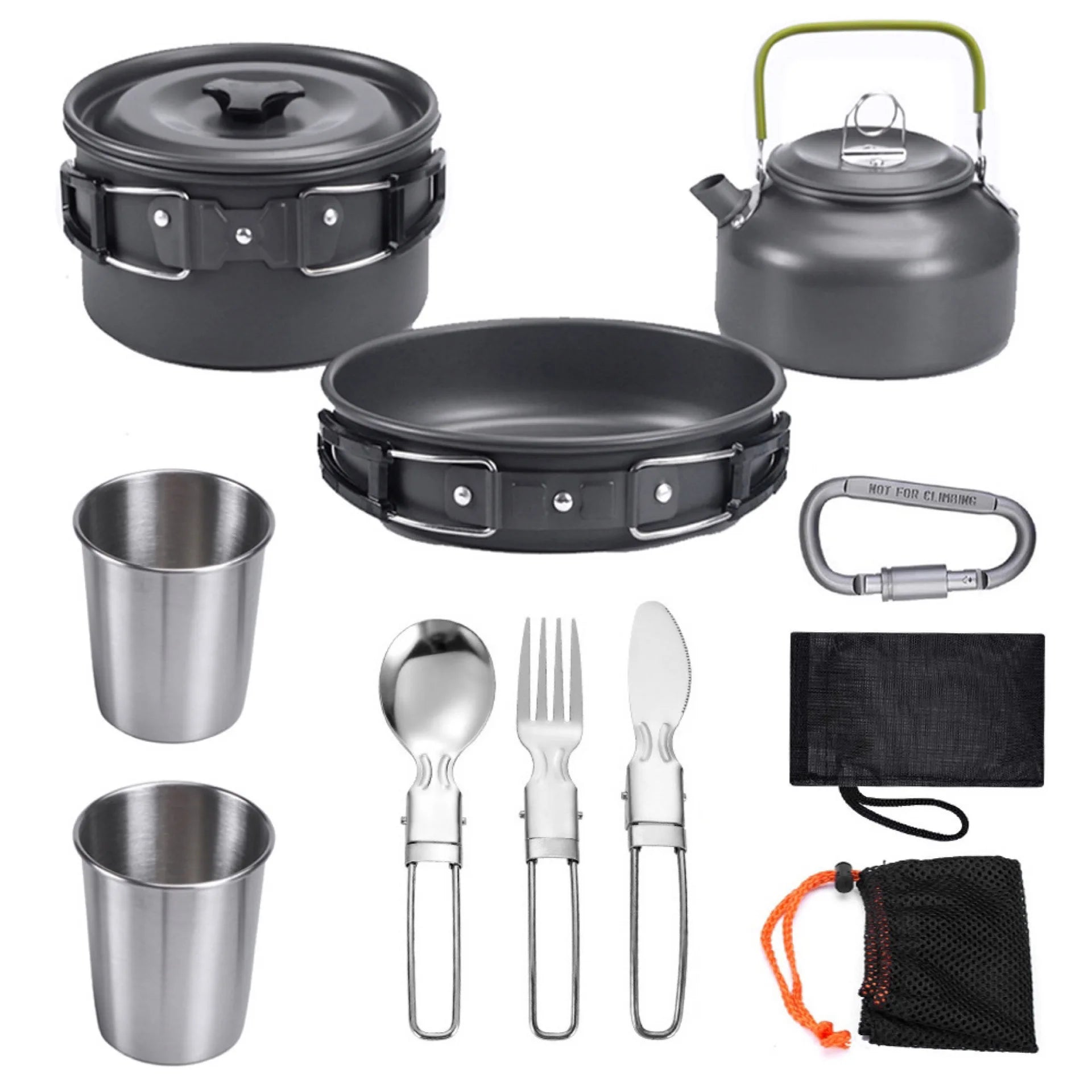 Lightweight Camping Cookware Kit for Outdoor Adventures Black 8 Set