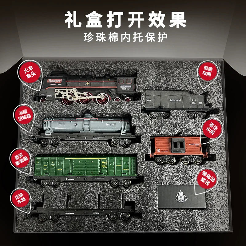 Retro Electric Steam Train Toy Set with Smoke, Lights &amp; Sound