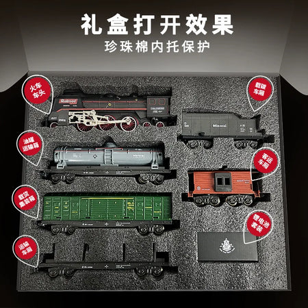 Retro Electric Steam Train Toy Set with Smoke, Lights &amp; Sound