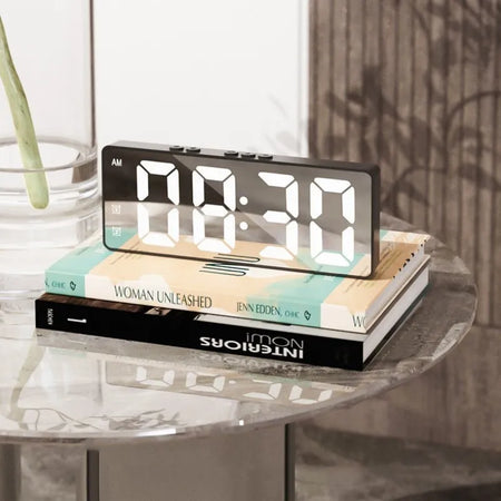 NieNie Dual Alarm LED Clock with Voice Control and Temperature Display