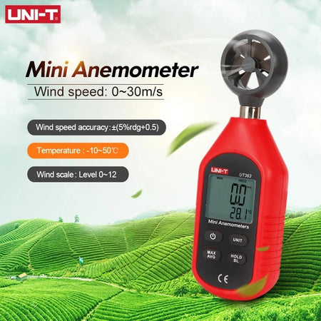 UNI-T UT363 Handheld Digital Anemometer for Wind Speed &amp; Temperature Measurement