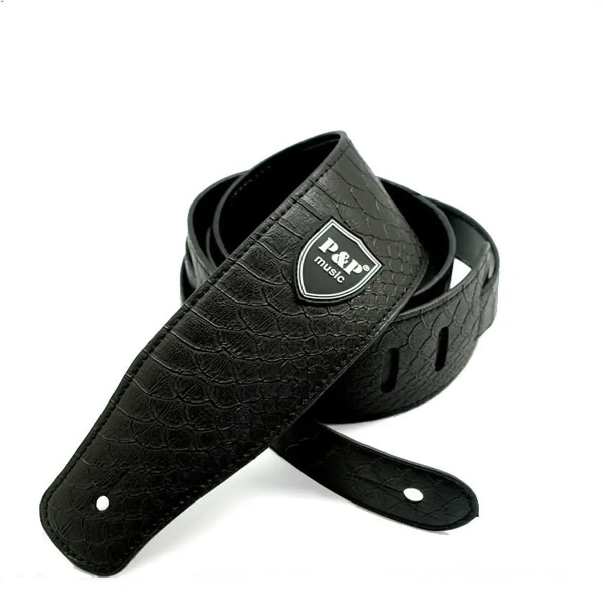 Guitar Strap Vintage 2.5 Inch &ndash; Durable PU Leather Black