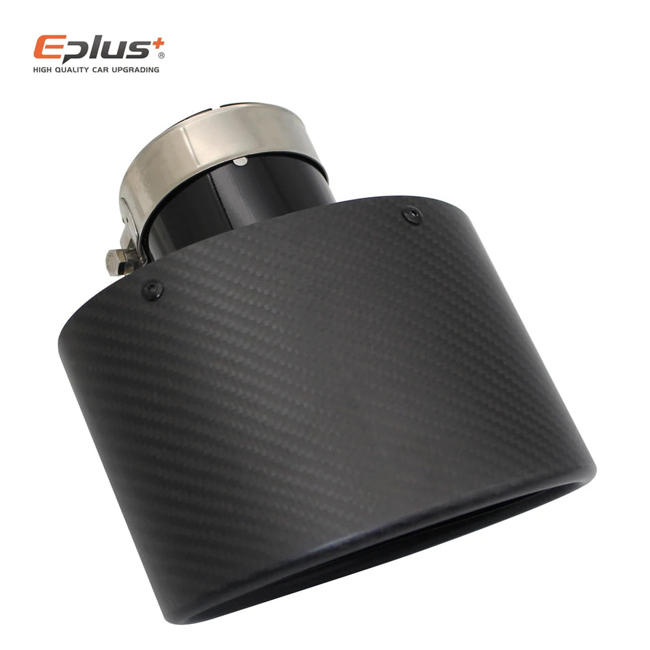 Matte Carbon Fiber Muffler Tip for Universal Car, Tilting Oval Exhaust Decor