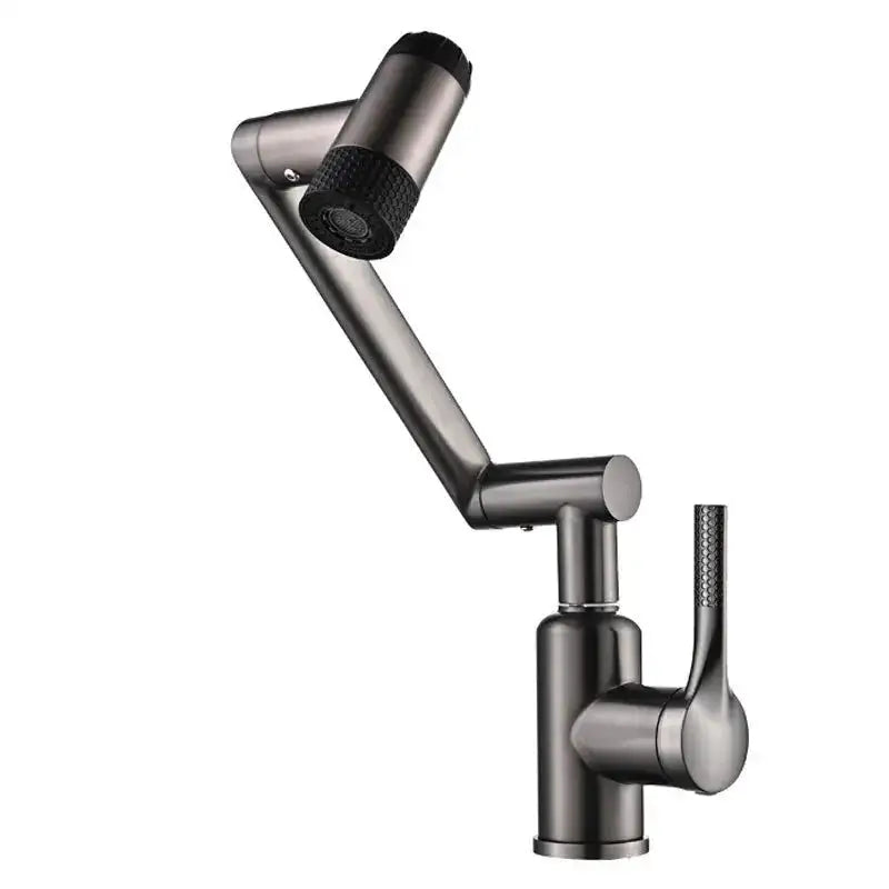 4 Modes Basin Faucet &ndash; Desk Mounted Hot Cold Rotation metal grey / CHINA / include 60cm hose