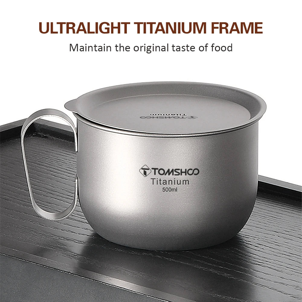 500ml Titanium Cup With Lid And Handle - Ultra Lightweight