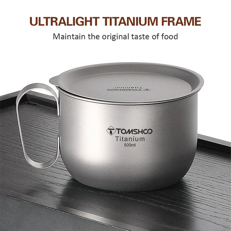 500ml Titanium Cup With Lid And Handle - Ultra Lightweight