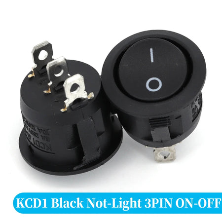 Round Rocker Switch &ndash; Vibrant LED Illumination 3Pin black ON-OFF / 1 Pcs