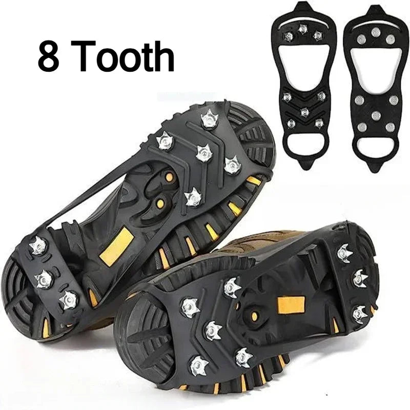Professional Climbing Crampons with 18 Steel Teeth for Ultimate Ice Grip 8Teeth L(41-46)