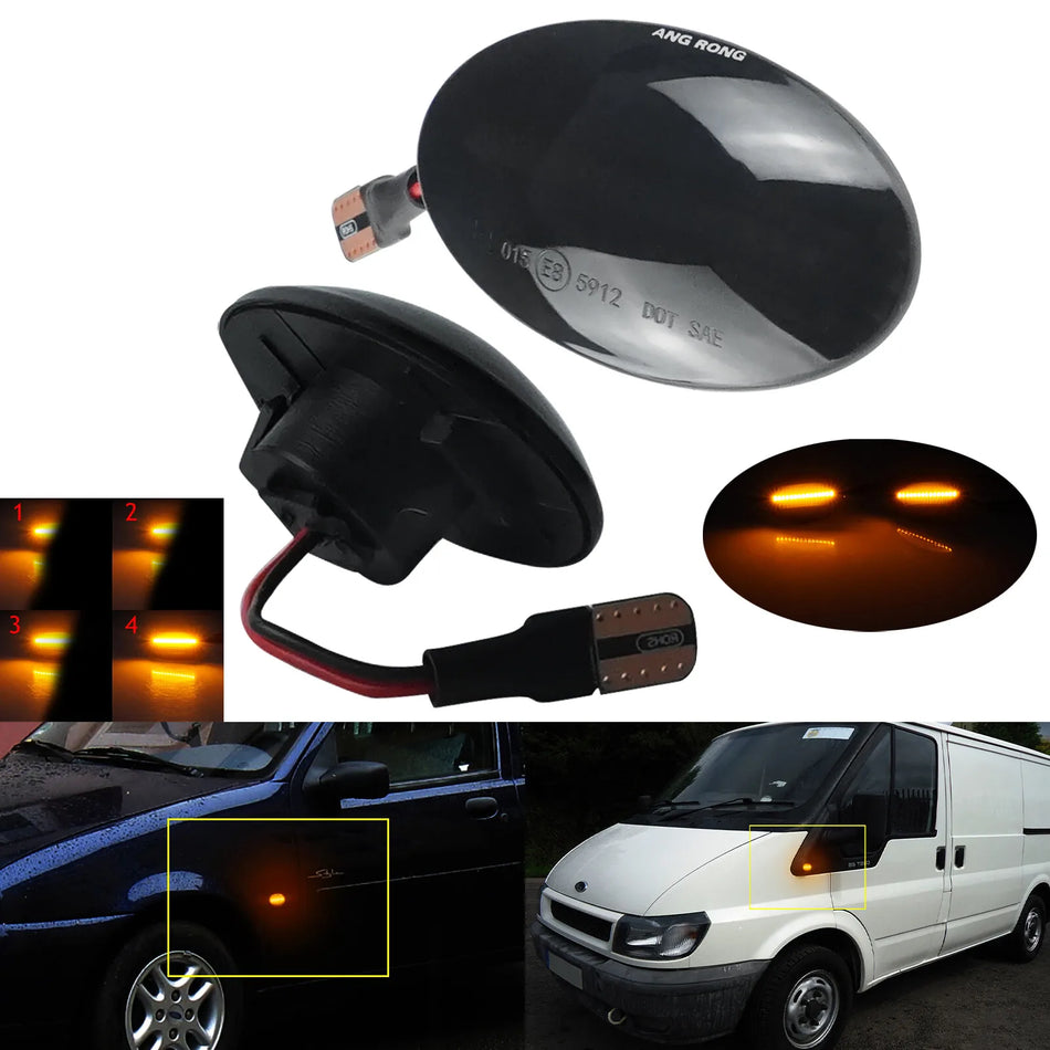 Luci ripetitore indicatore laterale LED ambra dinamiche per Ford Fiesta con indicatori sequenziali coperture lente nere fumé