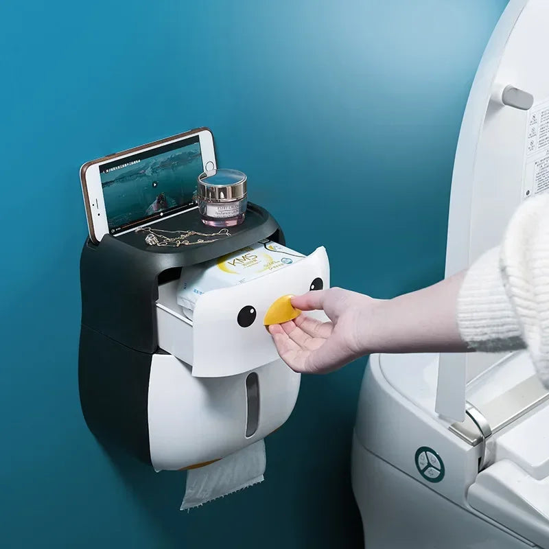 Creative Penguin Toilet Roll Holder &ndash; Waterproof Wall Mounted Design