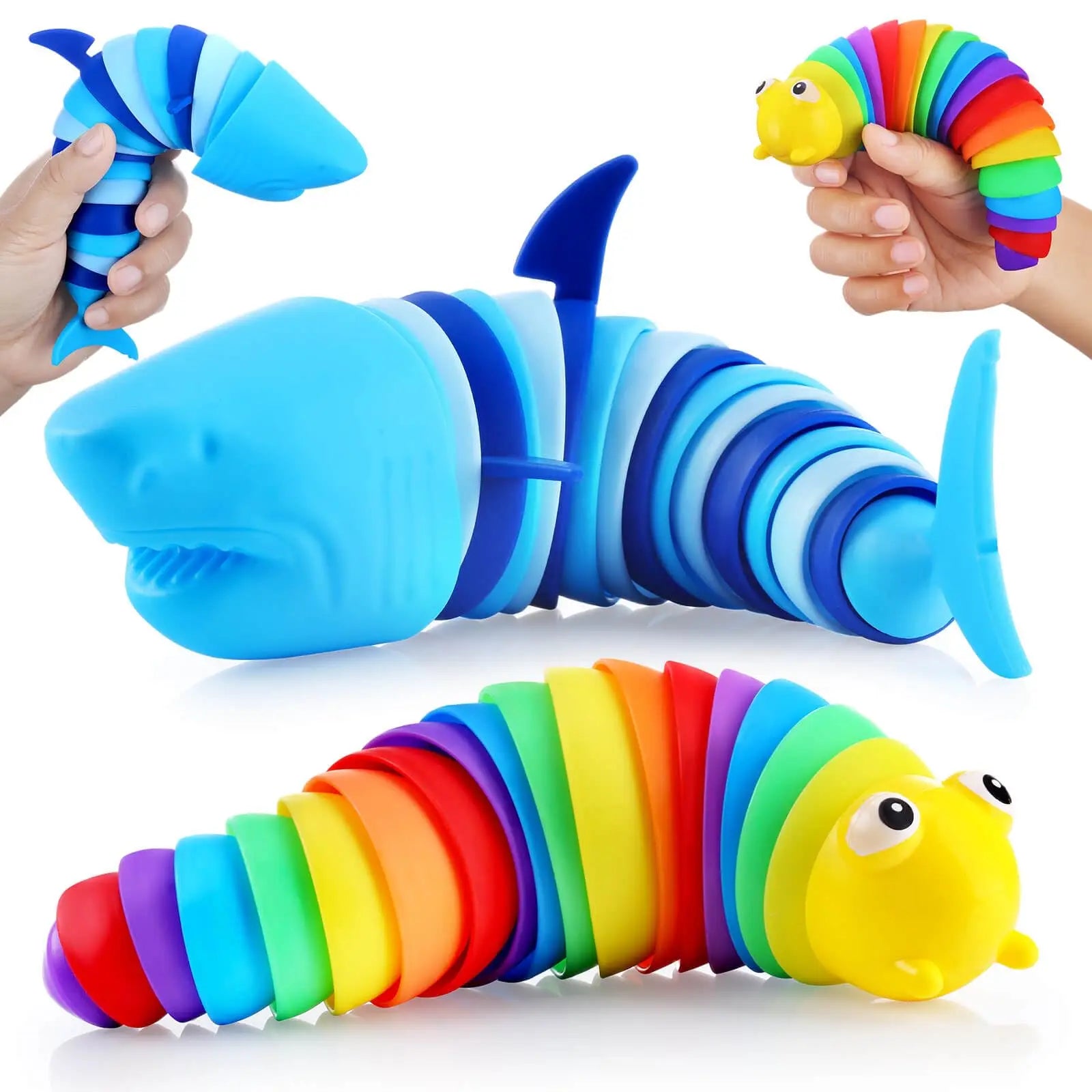 Stress Relief Fidget Slug Toy Set - 2 Pieces for Sensory Play and Focus (Random Color)