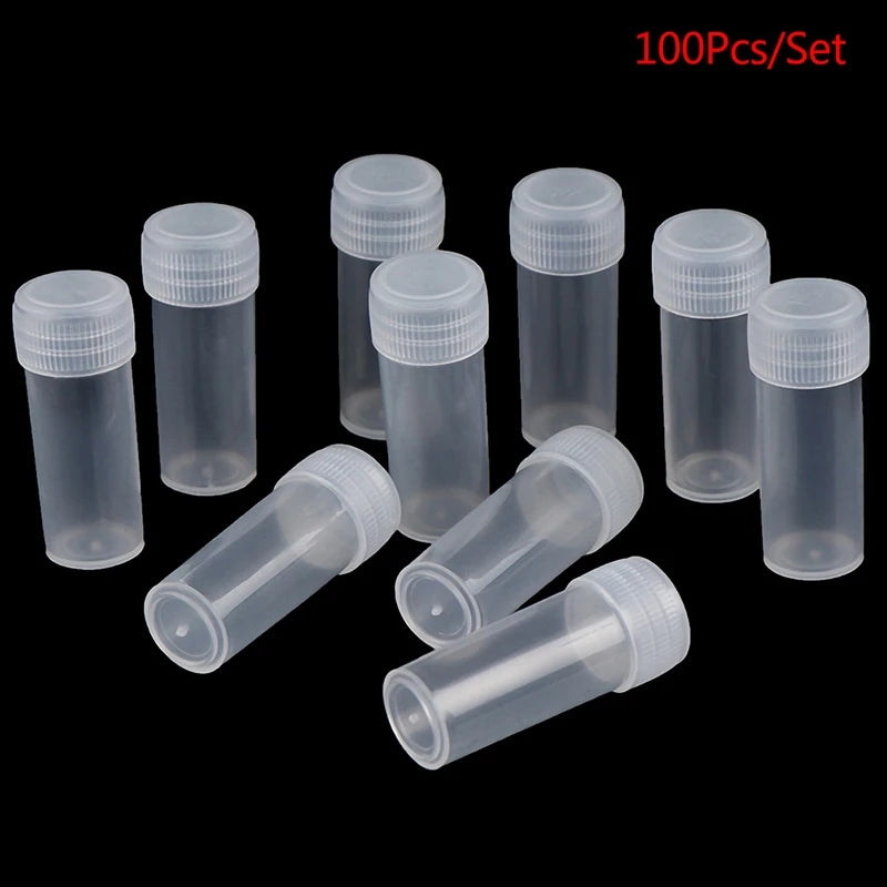 100Pcs 5ml Plastic Test Tubes &ndash; Leak-Proof Screw Cap Design