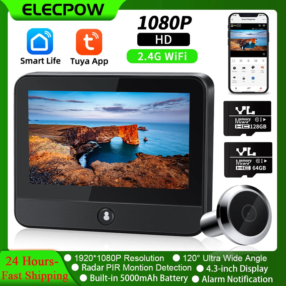 Elecpow Tuya Smart Door Peephole Camera &ndash; Night Vision