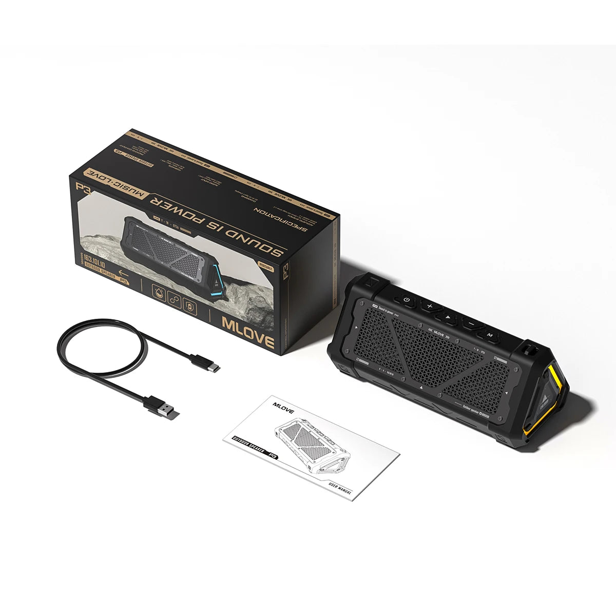 MLOVE P3 Outdoor Bluetooth Speaker &ndash; 40W Power, Waterproof black