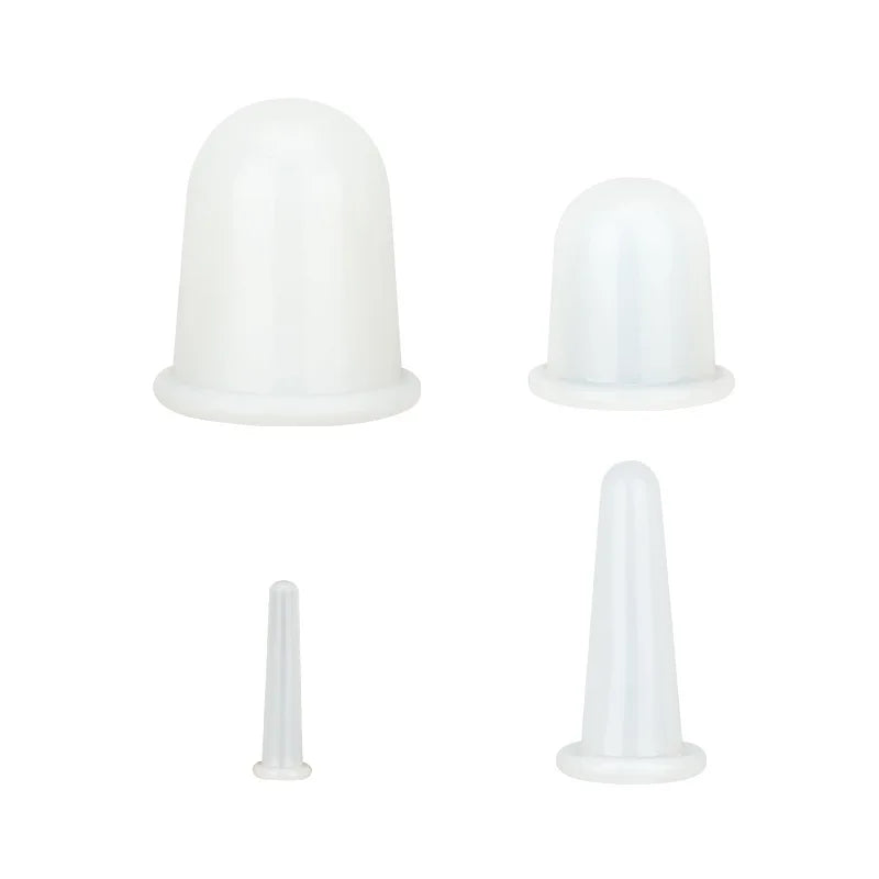 3/4PCS Silicone Vacuum Cupping Massage Jars - Face Lift 4pcs Transparent