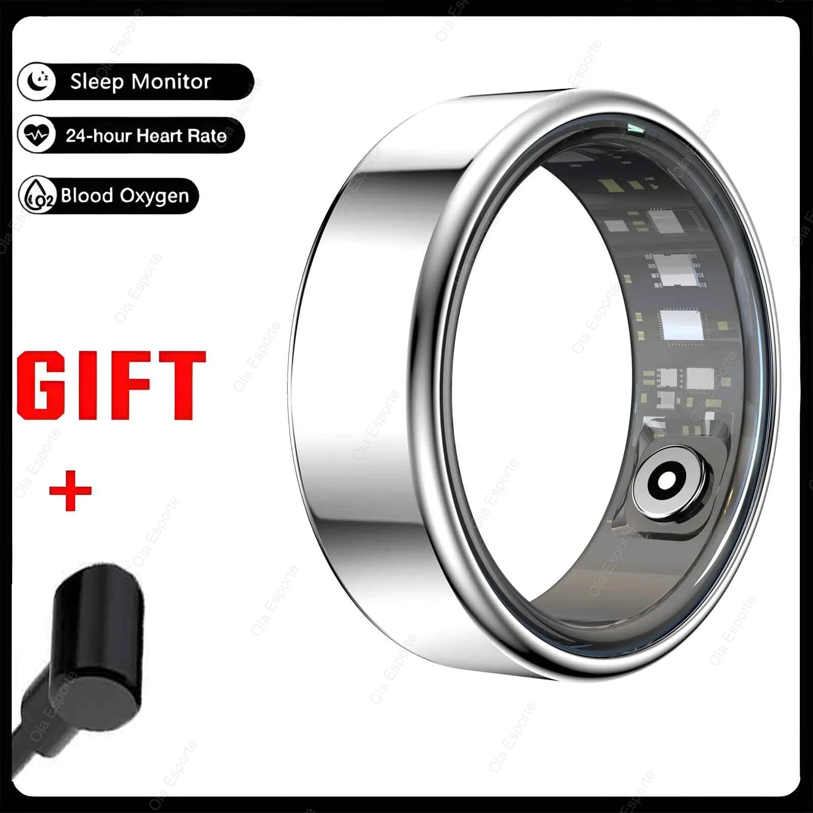 Smart Ring with Heart Rate, Sleep Monitoring &amp; Multiple Sports Modes - Waterproof Fitness Ring