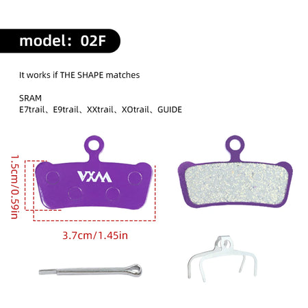 VXM Purple Polymetallic Disc Pad For Shimano B01S &ndash; Durable Purple 02F